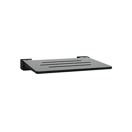 Seachrome 18 inch Silhouette Slimline Folding Wall Mount Shower Bench Seat, Gray Seat with Matte Black Frame - color: Gray Seat With Matte Black Frame