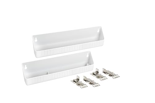 Rev-A-Shelf 14" Tip-Out Plastic Sink Trays for Kitchen and Bathroom Base Cabinet, Pull Out Vanity Shelf Home Organizer, White, 6572-14-11-52 - size: 14" W