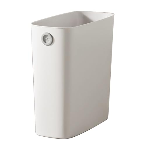 Tyenaza Small Trash Can, Plastic Wastebasket Slim Open Top Garbage Container Bin for Narrow Spaces Bedroom, Office, Living Room, Laundry,Toilet (White) - color: White