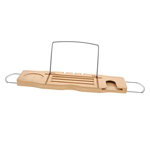 Adjustable Bamboo Bathtub Tray Phone Holder Expandable Bath Table for Luxury Baths 1-Piece Wooden Shelf for Relaxing Soaks