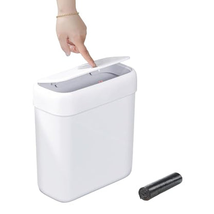funest Bathroom Small Trash Can with Lid,10L / 2.7 Gallon Slim Garbage Bin Wastebasket with Press Top Lid for Bedroom,Rv,Office,Kitchen,Craft Room - size: 1 Pack (2.7 Gallon)