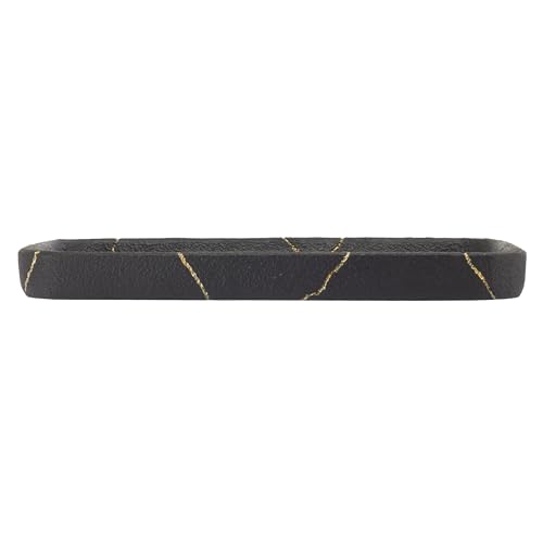 Nicole Miller - Vanity Tray, Resin Countertop Accessories, Dorm Room Essentials (Sydney Collection, Black/Gold) - size: 5.5" x 1" x 10"