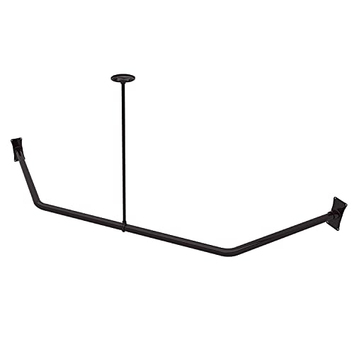 Naiture Neo-Angle Shower Curtain Rod,18-1/2"X26"X18-1/2",Oil Rubbed Bronze | Aluminum, Includes 36" Ceiling Support and Mounting Hardware, Cut to Fit, Permanent Wall Mount, Rustproof - color: Oil Rubbed Bronze, size: 18-1/2" X 26" X 18-1/2"