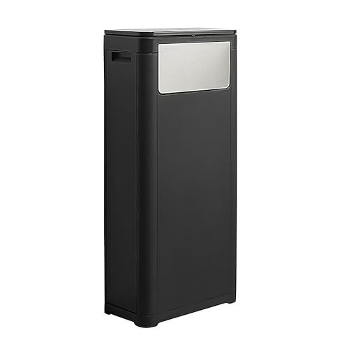 WanWanKa Trash Can with Lid, Large Tall 8 Gallon Commercial Trash Can, Plastic Waste Bin with Press top Lid, White Garbage Can Suitable for Kitchen, Bathroom, Bedroom, Living Room, Office(Black) - color: Black