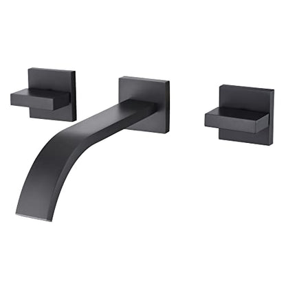 sumerain Black Bathroom Faucet Wall Mount Lavatory Faucet Includes Rough in Valve - color: Matte Black