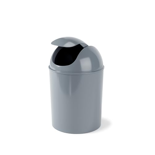 Umbra 1.25 Gallon Mini Waste Can with Removable Swing-Top Lid - Small Garbage Bin for Kitchen, Bathroom, Bedroom, Office - Compact Trash Can Fit Under Tables & Counters - Steel Blue - color: Steel Blue