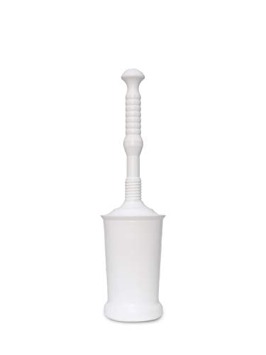 Master Plunger MP500-4TB Heavy Duty Bathroom Toilet Plunger Kit with Tall Bucket Caddy Equipped with Air Release Valve, White