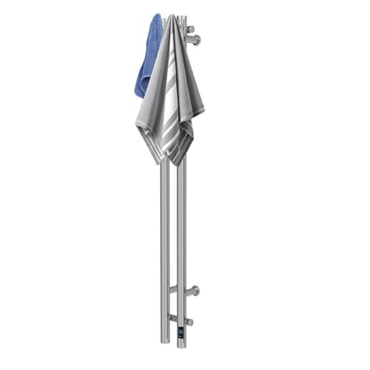 Heated Towel Rack, Towel Warmer with Timer, Wall Mounted hot Towel Warmer Rack for Bathroom, Hardwired or Plug-in Models Vertical Towel Heater, 2 Vertical Rack Round Design (Silver) - color: Silver
