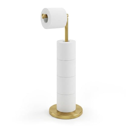 Cesun Free Standing Toilet Paper Holder Stand with Weighted Base, Gold | SUS304 Rustproof Steel | Thick Non-Slip Base | Swivel Pivot Design | Slim Footprint | Holds 5 Rolls - color: Gold