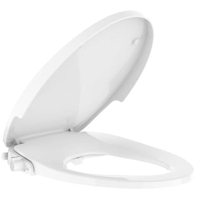 Garvee Non-Electric Bidet Toilet Seat for Round Toilets – Dual Nozzle System, Manual Control, Cold Water Bidet Attachment, Easy to Install, White