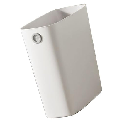 PP 4 Gallon Slim Open Top Trash Can, Plastic Wastebasket with Holding Hole, Space-Saving Garbage Container for Bathroom, Office, Bedroom, Kitchen (White) - color: White