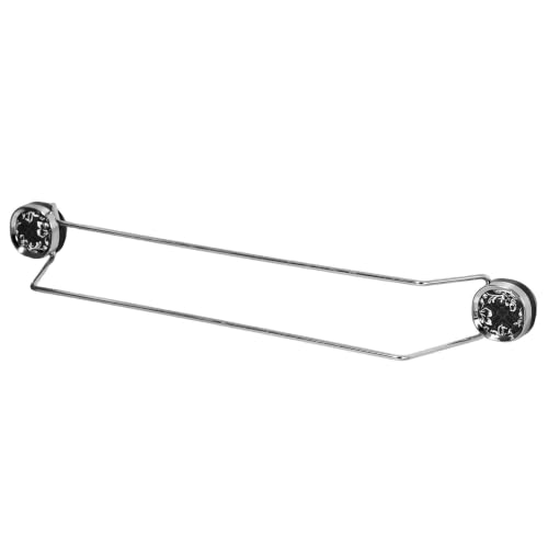 Suction Cup Towel Bar No Drill, Double Rod Bathroom Towel Holder | Vintage Floral Chrome, 65cm/25.6in Removable Vacuum Wall Mount Rack for Tile Glass and renters
