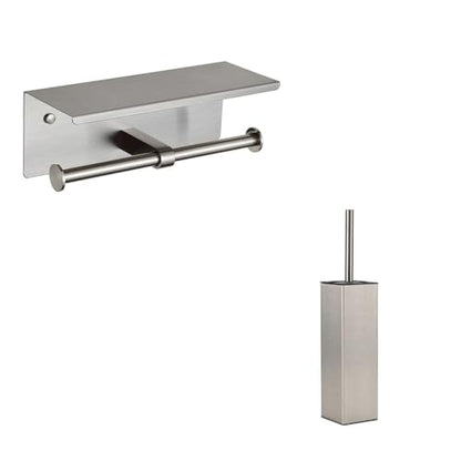 BGL Towel Ring Stainless Steel 304 Brushed Nickel and Double Toilet Paper Holder with Shelf Brushed Nickel