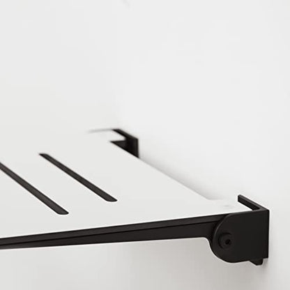 Seachrome 18 inch Silhouette Slimline Folding Wall Mount Shower Bench Seat, White Seat with Matte Black Frame - color: White Seat With Matte Black Frame