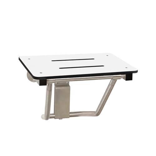Seachrome Lift-Assist Shower Seat, Yoke-Style Bench, Wall Mount, 18" x 15", Solid White Phenolic - color: White, size: 18 inch