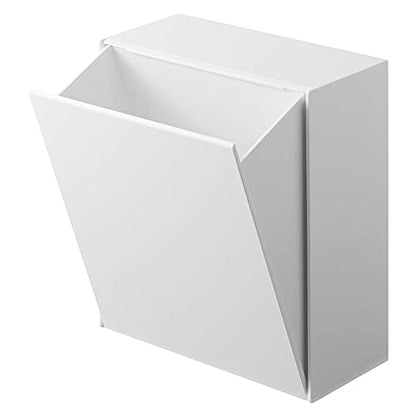 YAMAZAKI 5433 Tower Adhesive Hook Storage Box, White, ABS Resin, Minimalist, 17 x 8.7~16 x 20 cm