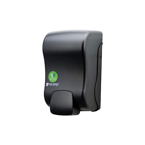 San Jamar Ecologic Rely Recycled Plastic Manual Liquid Soap Dispenser, Liquid Dispenser, Wall Mounted Dispenser with Zero Waste for Home and Business, 900 Ml, Black