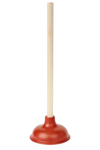 Bexter 19-Inch Toilet Plunger, Pack of 2 – Wooden Handle & Heavy-Duty Rubber Cup for Toilets, Sinks & Drains – Auburn