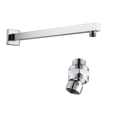 KES Shower Connector Ball Joint Shower Head Polish Chrome 16-Inch Shower Arm with Flange, PSB101-CH-SL+PSAN204-CH-UPC-NEW