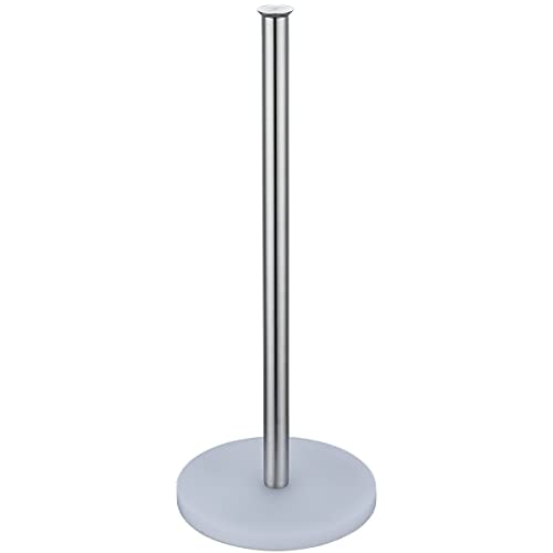 JQK Toilet Paper Storage Stand, 304 Stainless Steel Thicken 0.8mm Tissue Reserve Holder Dispenser for Bathroom, Brushed Steel, TPS180-WN - color: Brushed & White Base