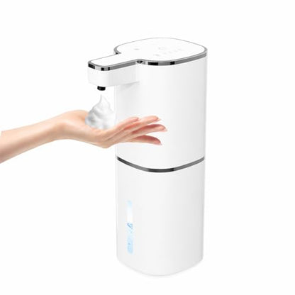 Automatic Foaming Soap Dispenser, Touchless Hand Soap Dispenser, USB Rechargeable, 4 Adjustable Levels, 14.2 oz (420 ml) Large Capacity, for Bathroom, Kitchen & School (White, Foaming) - color: White, size: Foaming
