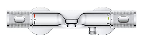 GROHE Precision Feel | Exposed Thermostatic Bath Mixer Valve | Cool Touch | Wall Mounted | Safety Button at 38°C | Knurl Grip | Diverter: Bath/Shower | Less Water & Perfect Flow | Chrome | 34788000