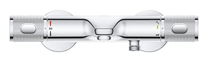 GROHE Precision Feel | Exposed Thermostatic Bath Mixer Valve | Cool Touch | Wall Mounted | Safety Button at 38°C | Knurl Grip | Diverter: Bath/Shower | Less Water & Perfect Flow | Chrome | 34788000
