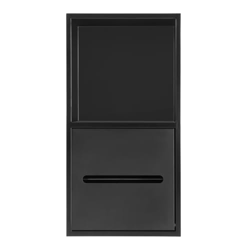 Recessed Toilet Paper Holder, Stainless Steel Shower Niche, Bathroom Wall Niche, Durable Tissue Roll Holder Wall Mount for Bathroom, Space Saving Shampoo Storage Organizer, Black - color: Black