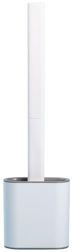 Silicone Toilet Bowl Brush with Holder, White, Quick-Dry Design
