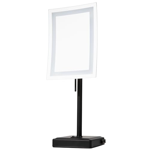 JERDON Lighted Makeup Mirror with 5X Magnification - Black - JRT910BKL | 6.5" x 9" Rectangular Frame, LED Lighting, 17" Tall - color: Black