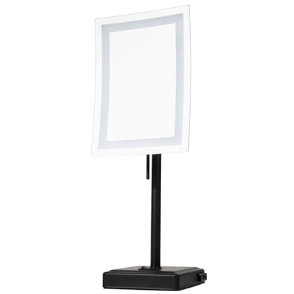 JERDON Lighted Makeup Mirror with 5X Magnification - Black - JRT910BKL | 6.5" x 9" Rectangular Frame, LED Lighting, 17" Tall - color: Black
