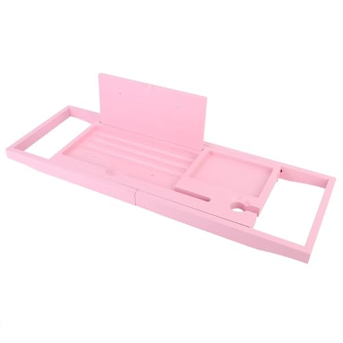 JEOZBM Bath Tray, Bamboo Bath Table Tray, Retractable Bathtub Shelf,Bathtub Caddy Tray, Expandable Bathroom Accessories for Wine, Phone, Book(90CM-Rose) - color: Rose