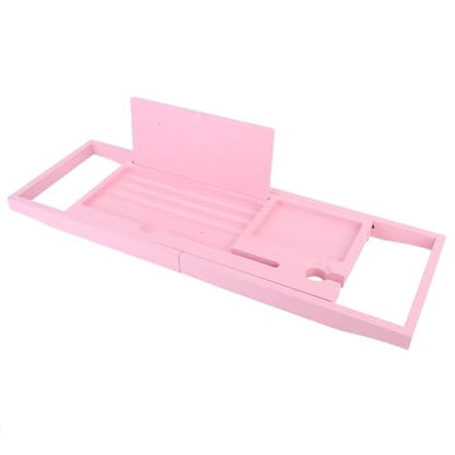 JEOZBM Bath Tray, Bamboo Bath Table Tray, Retractable Bathtub Shelf,Bathtub Caddy Tray, Expandable Bathroom Accessories for Wine, Phone, Book(90CM-Rose) - color: Rose