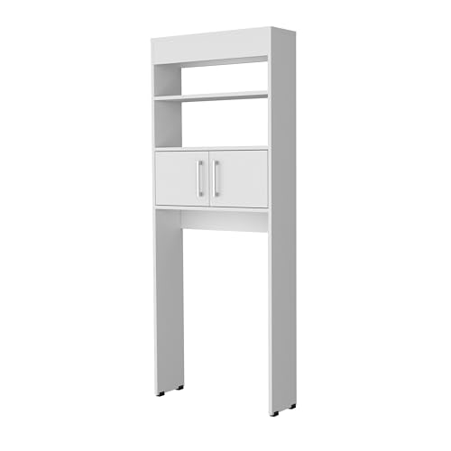 Over-The-Toilet Bathroom Storage Cabinet with Shelves, Space-Saving Bathroom Organizer with 2 Doors, Tall Toilet Shelf Cabinet for Bathroom Storage & Organization