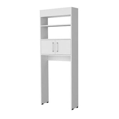Over-The-Toilet Bathroom Storage Cabinet with Shelves, Space-Saving Bathroom Organizer with 2 Doors, Tall Toilet Shelf Cabinet for Bathroom Storage & Organization