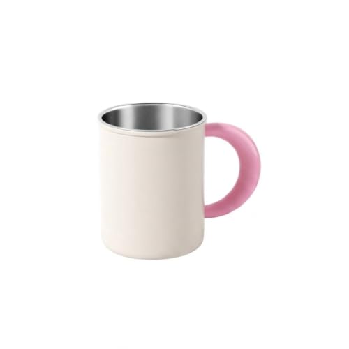 Bathroom 10oz Mouthwash Cup, 316 Stainless Steel Inner with Handle (Pink) | 1. 316 Stainless Steel 2. Comfort Grip Handle 3. Smooth Easy Clean 4. Sturdy & Durable 5. Multi-use Cup - color: Pink
