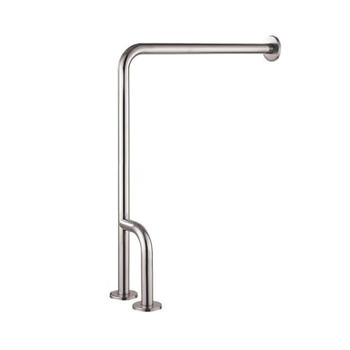 Shower Handicap Grab Bars for Bathroom Wall, Curved Stainless Steel Toilet Grab Bar Toilet with Legs,Wall Mounted Floor-Standing Safety Handrail, Support Handle for Seniors Disabled, 55×70cm Right - size: Right
