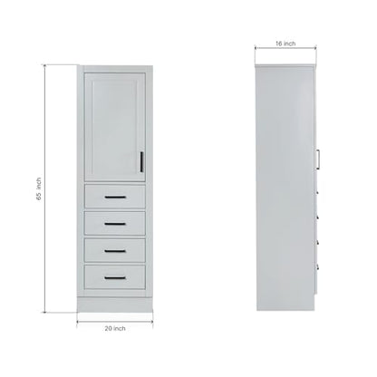 ARIEL Hepburn Bathroom Storage Cabinet - Solid Hevea Wood and Fully Assembled for Long-Lasting Durability and Sophisticated Finish, Freestanding Linen Bathroom Cabinet - 65”H x 20”W x 16”D, Grey - color: Grey, style: Hepburn