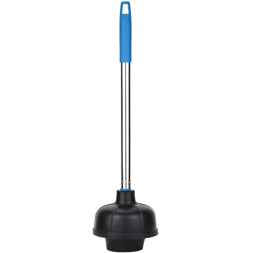 SteadMax Heavy Duty Toilet Plunger, Rubber Cup, Steel Handle, Blue (1 Pack) - color: 1 Pack - Blue Handle
