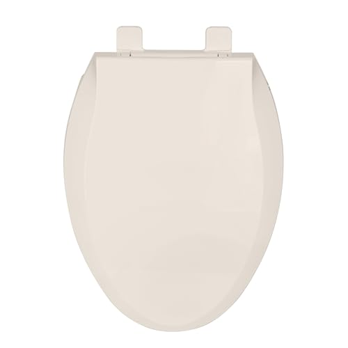 19" Elongated Toilet Seat Slow Close, Almond Color Polypropylene with Never-Loosen Durable Lid, Quiet Close and Easy to Install and Clean - color: Almond, Standard, size: Elongated (19″)