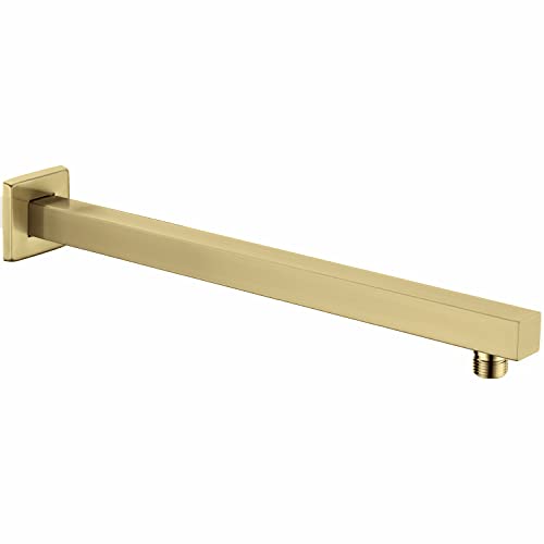 TRUSTMI 16" Square Shower Arm Brushed Gold, Wall Mount Rainfall Extension | Include Flange, Stainless Steel Rainfall Shower Head Extension, NPT 1/2" Wall Mount, Universal Fittings - color: Brushed Gold
