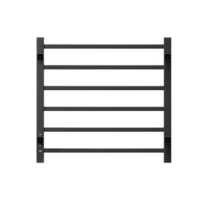 Towel Warmer, Stainless Steel Heated Towel Racks for Bathroom, 6 Bars Wall Mounted Towel Heater with Intelligent Touch Screen Timer, Plug-in, Black Matte - color: Black Matte, size: 6-Bar