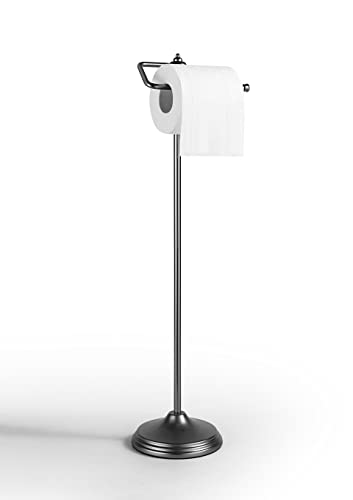SunnyPoint Bathroom Free Standing Toilet Tissue Paper Roll Holder Stand with Reserve Function (Black Nickel) - color: Black Nickel