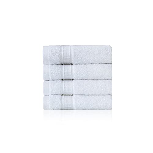 4 Piece 13” × 13” Soft Turkish Cotton Washcloths for Bathroom, Kitchen, Hotel, Spa, Gym & College Dorm | Absorbent and Super Soft Washcloth Set for Body & Face, Baby and Adults - White - color: White, size: Washcloth Set - 4 pack