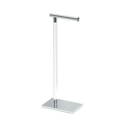 Gatco 1331C Modern Rectangle Base Freestanding Toilet Paper Holder, Chrome/Acrylic, Weighted Base Bathroom Tissue Stand 22.25" - color: Chrome/Acrylic, 22.25"h