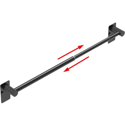 Towel Bar, Adhesive or Drill Wall Mount, Matte Black, 1 Pack | Adjustable 14.4 to 25.2 Inch, 304 Stainless Steel Hand Towel Holder, Square Base Towel Racks for Bathroom, Kitchen Use - color: Standard Length–black