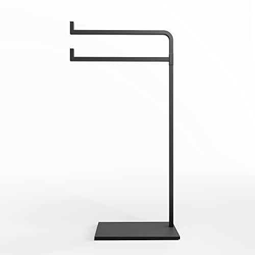 Hand Towel Holder for Bathroom Countertop, 17" Tall, Freestanding, Non-Slip | Holds 2 Full Size Hand Towels, Fingertip, Washcloth - Rotating Lower Arm - Rust Resistant - Sturdy Base with Anti-Slip Pads