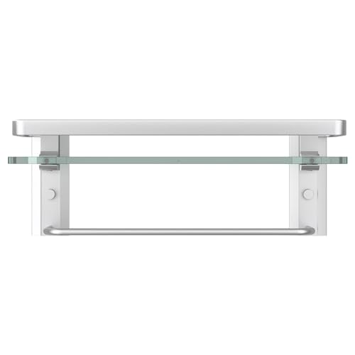 Bathroom Wall Shelf with Towel Bar, Clear Tempered Glass, Hand Towel Holder (Matte Silver) - color: Silver, size: Shelf with Towel Bar
