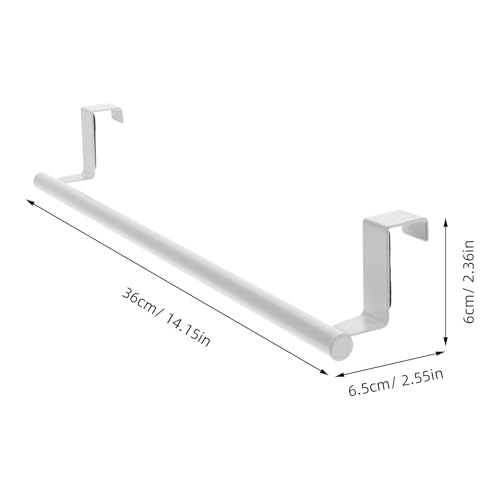 Cabinet Towel Rack Stainless Steel Single Bar Over Door Holder for Kitchen | And Bathroom Hanging Dish Cloth Storage Organizer White Large