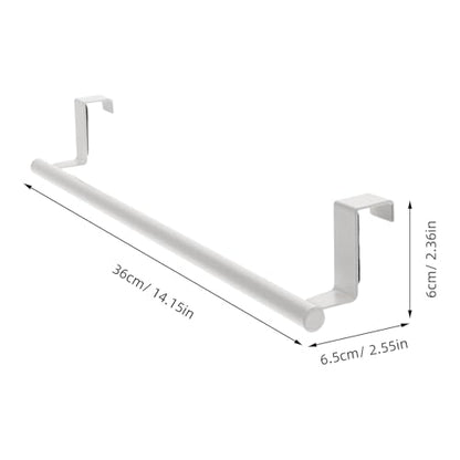 Cabinet Towel Rack Stainless Steel Single Bar Over Door Holder for Kitchen | And Bathroom Hanging Dish Cloth Storage Organizer White Large